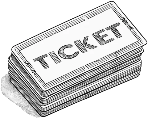 line art drawing of a raffle ticket